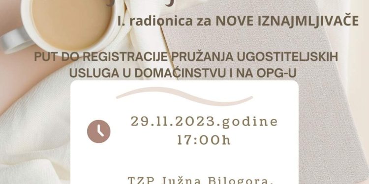 Turistička zajednica Južna Bilogora iznajmljivače poziva na kavu