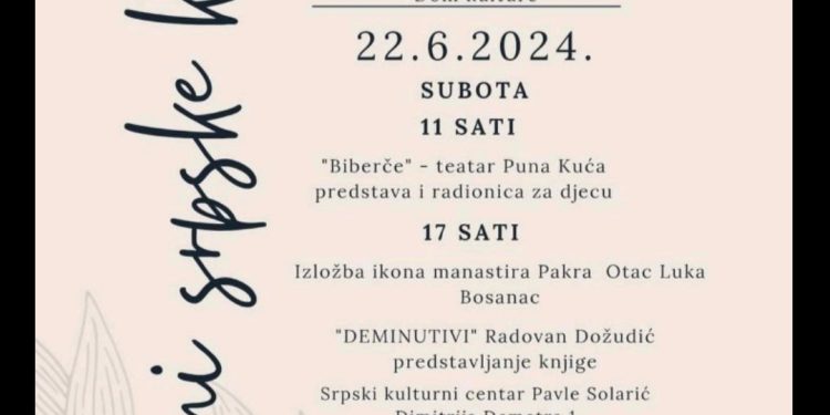 Podržite svoje sugrađane, budite dio Dana srpske kulture u Bjelovaru