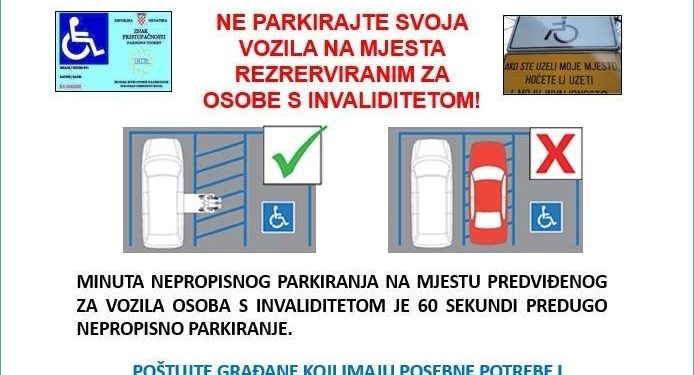 Policija provodi akciju korištenja parkirališnih mjesta rezerviranih za invalide