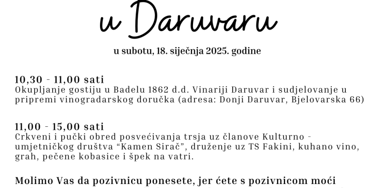 Sutra svi na pečeni špek i kobase u Daruvar, Vincekovo zove