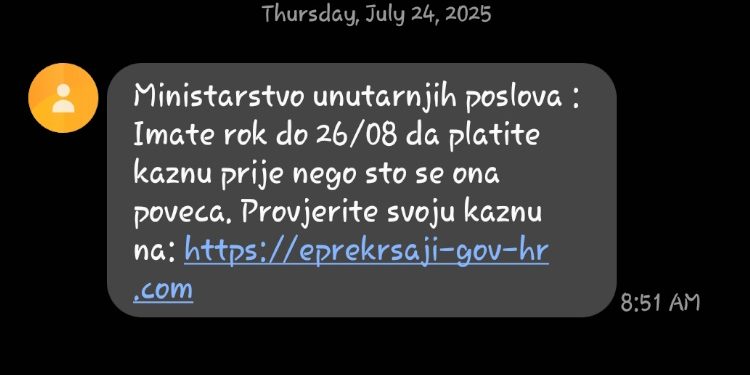 Lažne poruke s logom MUP-a: Građanima stižu SMS-ovi s lažnim kaznama – ne nasjedajte, riječ je o prijevari!