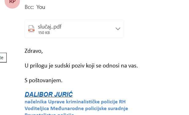 Oprez, lažni ravnatelj policije stalno operira!