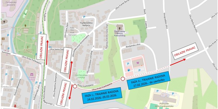 Obnova kolnika u Frankopanskoj ulici u Daruvaru donosi fazno zatvaranje prometa