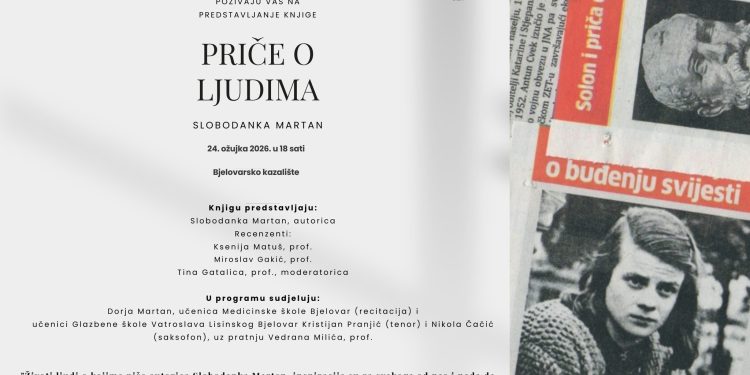 Predstavljanje knjige „Priče o ljudima“ Slobodanke Martan sutra u Bjelovaru