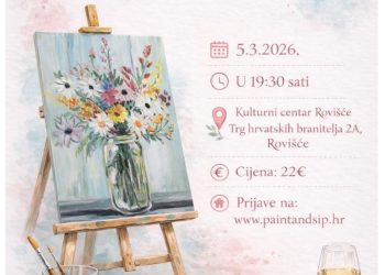 Slikanje uz čašu vina, Paint & Sip večeras u Rovišću