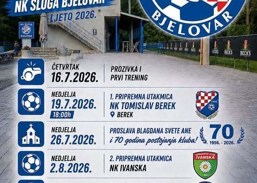 NK Sloga Bjelovar objavio plan priprema za novu sezonu