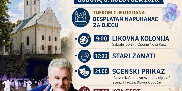 Bogat program u Novoj Rači uoči Velike Gospe: Likovna kolonija, stari zanati, predstava i koncert Šime Jovanovca