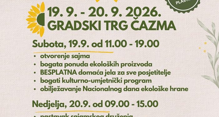 Čazmu ovog vikenda očekuje 12. Eko sajam: više od 40 izlagača i prvi ČA Fest