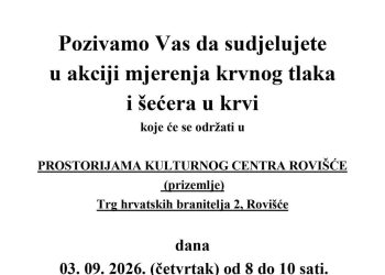 Besplatno mjerenje tlaka i šećera nastavlja se u Rovišću i Predavcu