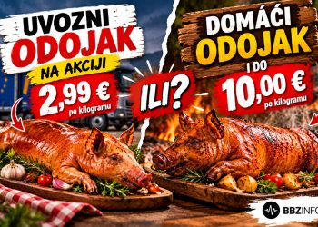 Uvozni odojak na akciji za 2,99 eura, domaći i do 10 eura po kilogramu: Svinjogojci zabrinuti zbog razlike u cijenama