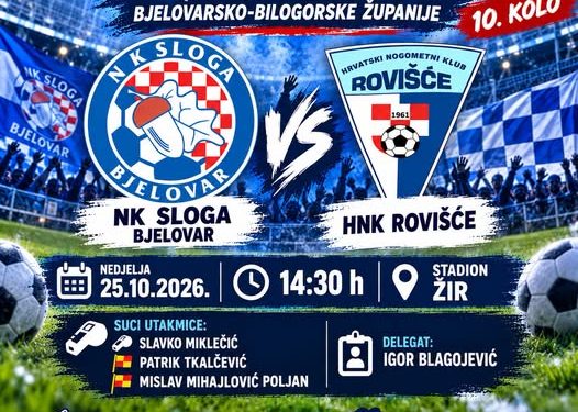 Nogometna nedjelja u Bjelovaru! NK Sloga na stadionu ŽIR dočekuje HNK Rovišće u 10. kolu ŽNL-a