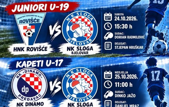 Nogometni vikend pred mladim igračima Sloge Bjelovar: U subotu gostovanje u Rovišću, u nedjelju ogled s Dinamom Predavac!