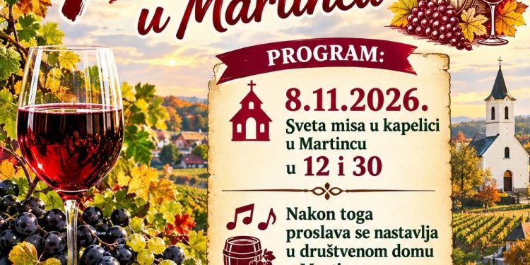 Martinje u Martincu: U nedjelju misa, glazba i tradicionalno krštenje mošta