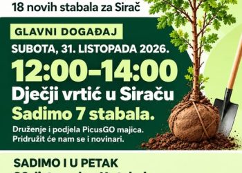 Sirač će u dva dana dobiti 18 novih stabala: Mještani pozvani na zajedničku sadnju